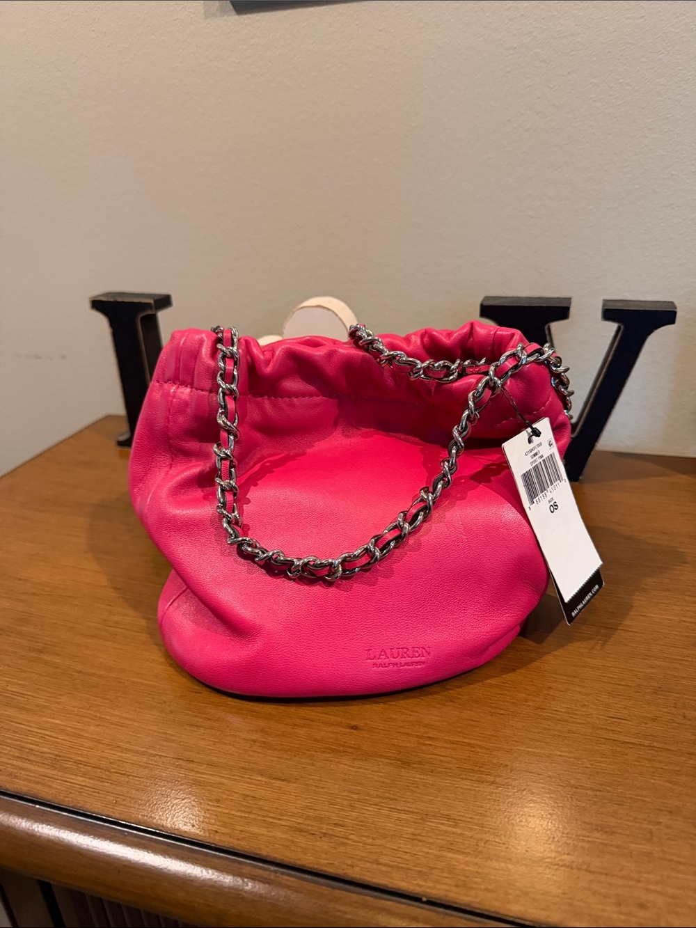 Lauren Ralph Lauren Hot Pink Chain-Handle Shoulder Bag